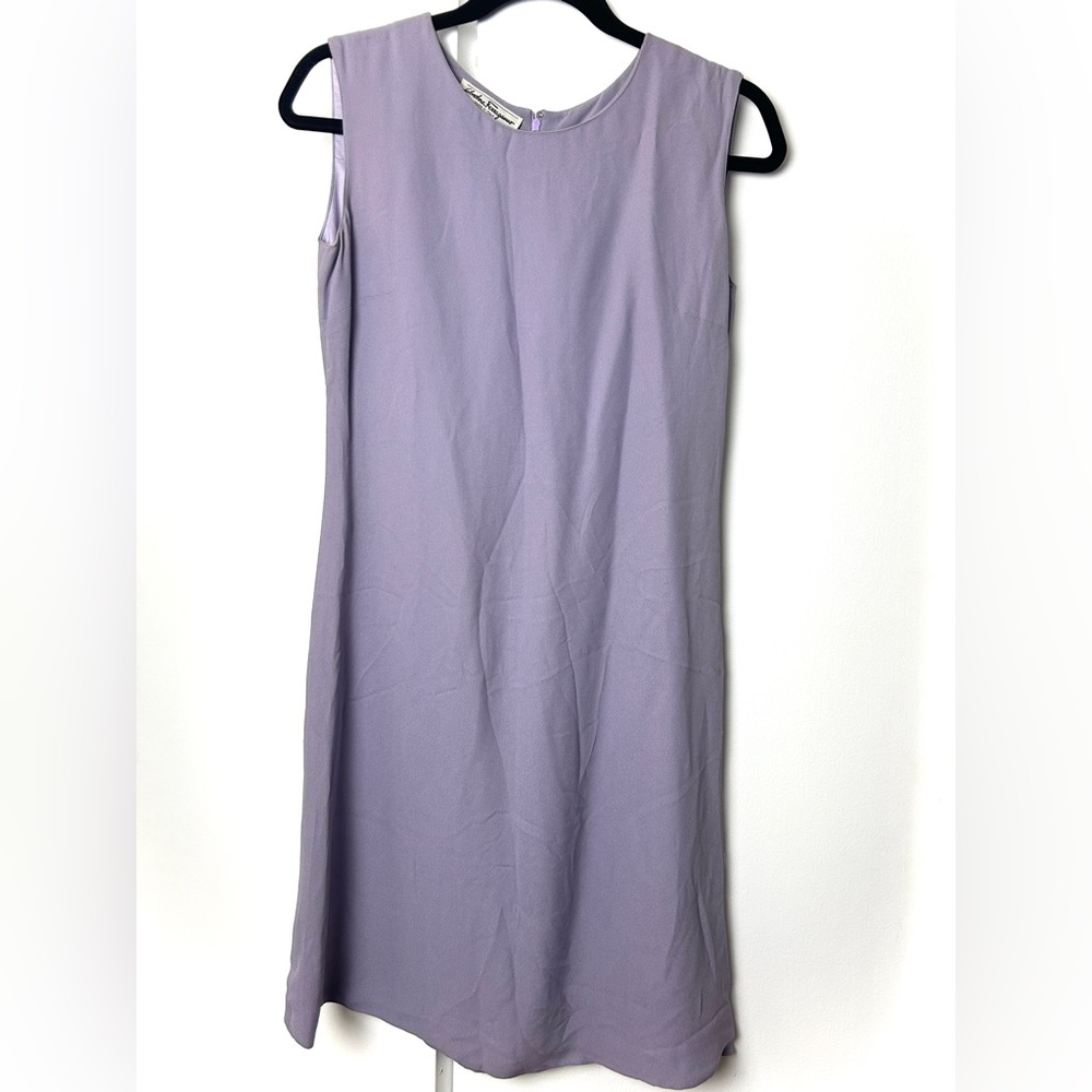 Salvatore Ferragamo Silk Sleeveless Shift Dress in Lilac Purple Vintage